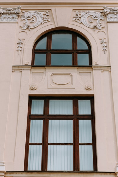 Brown wooden frame window
